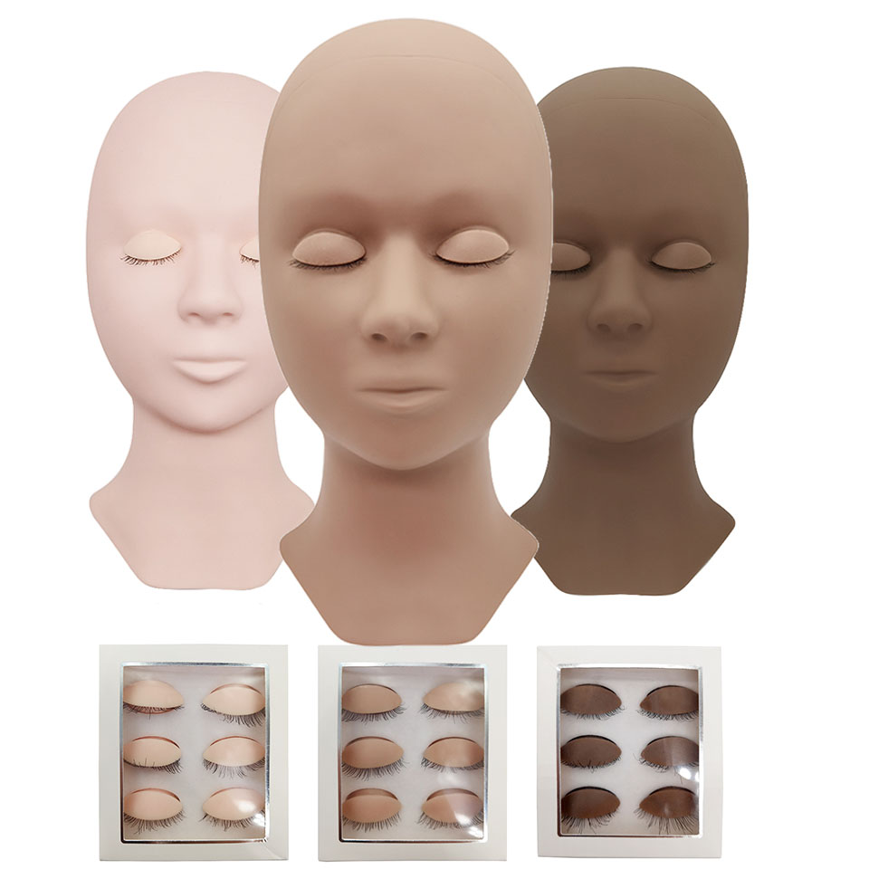 Eyelash Extension Model - Manekin latihan kepala silikon, untuk latihan